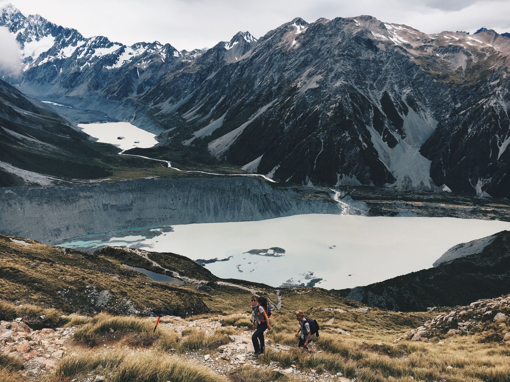 Snowcapped peaks along Southern Alps track